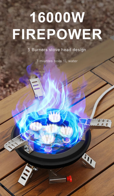 BRS-201A Portable Camping Gas Stove 16000W High Pressured Propane Butane Gas Burner Outdoor Emergency Stove with Piezo Ignition by Smarsty