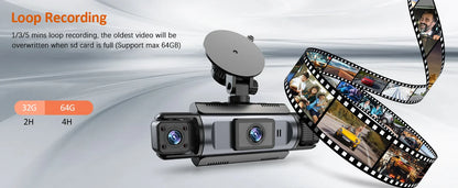 4Channel WiFi Dash Cam Night Vision With Loop Recording - Smarsty