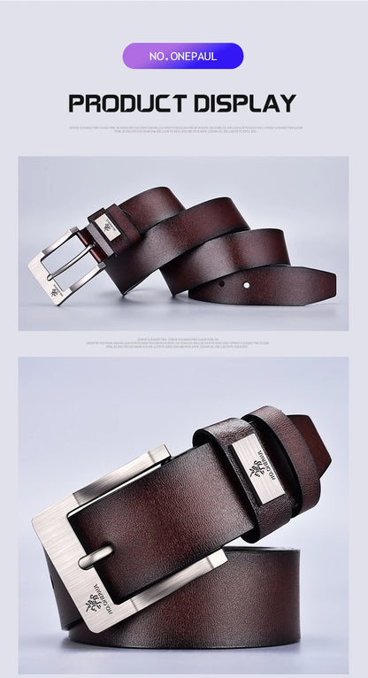 Men's Leather Belt Classic Vintage Pin Buckle High Quality - Smarsty