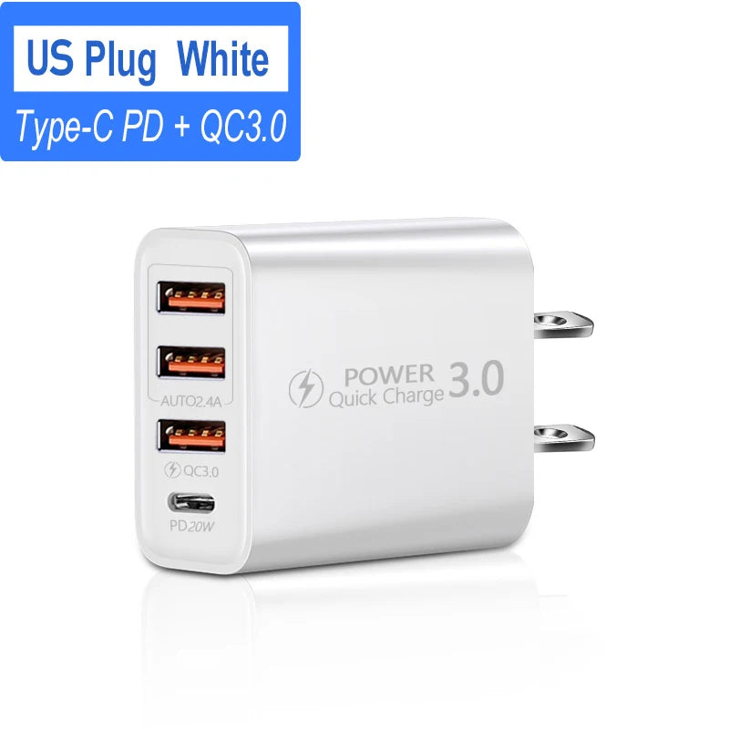 48W USB C WallMountedCharger PD Fast Charge 3.0 Universal - Smarsty