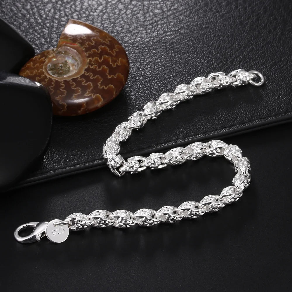 Sterling Silver Square Chain Bracelet Unisex Gift - Smarsty