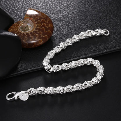 Sterling Silver Square Chain Bracelet Unisex Gift - Smarsty