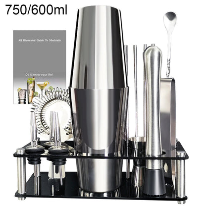 Boston Cocktail Shaker Bar Tool Set with Holder - Smarsty