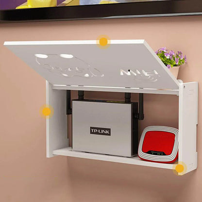 Wall Mounted Wireless Router Rack Living Room Wall-Mounted WiFi Storage Box Wall Decoration Cable Power Bracket Organizer Box by Smarsty