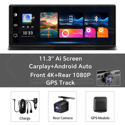 4K Car Dash Cam With Wireless CarPlay And GPS Navigation - Smarsty