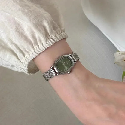 Small Oval Dial Green Quartz Watch for Women - Smarsty