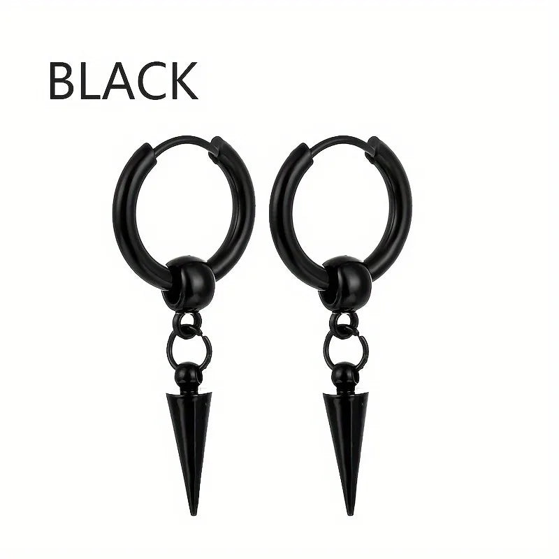 Fashion Stainless Steel Cone Pendant Earrings for Men - Smarsty