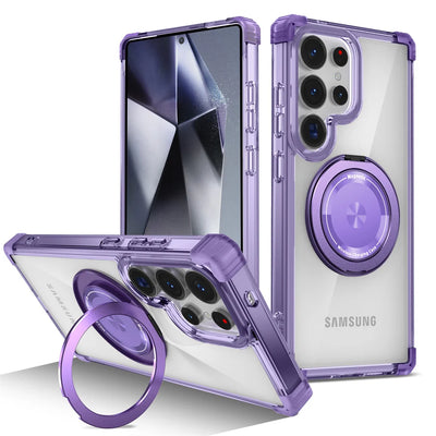 Rotating Magnetic Stand Transparent Shockproof Phone Case - Smarsty
