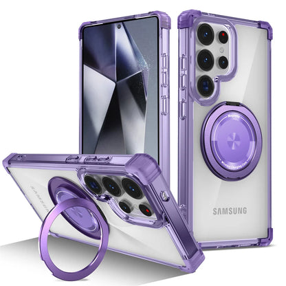 Rotating Magnetic Stand Transparent Shockproof Phone Case - Smarsty