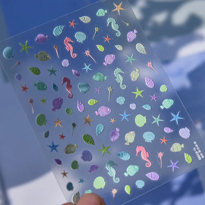 5D Summer Beach Nail Stickers with Shiny Sea Designs - Smarsty