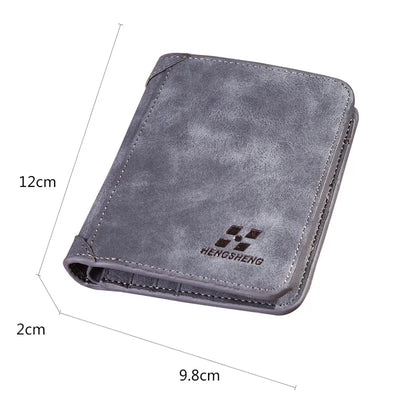 New Men Wallets Credit Card/ID Holder Vintage Brand Male Wallet High Quality PU Leather Photo Holder Foldable Short Men Purse - Smarsty