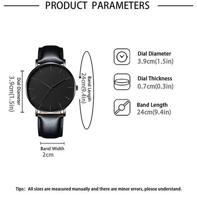 Luxury Leather Men's Sports Watch Set with Quartz Movement - Smarsty