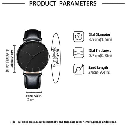 Luxury Leather Men's Sports Watch Set with Quartz Movement - Smarsty