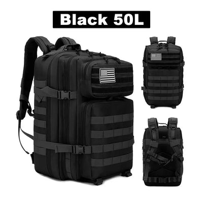 50L Tactical Backpack Men's Travel Large Capacity Rucksacks Men Waterproof Outdoor Sports Multi-functional Bags - Smarsty