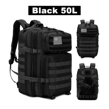 50L Tactical Backpack Men's Travel Large Capacity Rucksacks Men Waterproof Outdoor Sports Multi-functional Bags - Smarsty