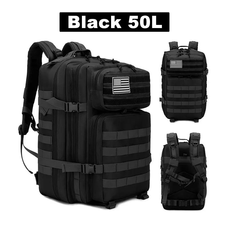 50L Tactical Backpack Men's Travel Large Capacity Rucksacks Men Waterproof Outdoor Sports Multi-functional Bags - Smarsty