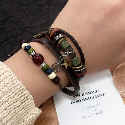 Handmade Leather Wrap Bracelet With Adjustable Beads - Smarsty