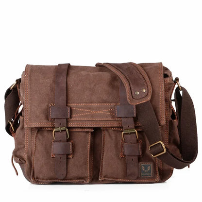Muchuan Canvas Leather Messenger Bag For Men Laptop Case - Smarsty