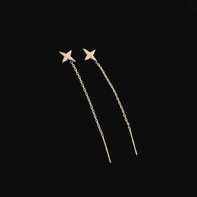 Geometric Gold Drop Earrings for Women with Long Tassels - Smarsty