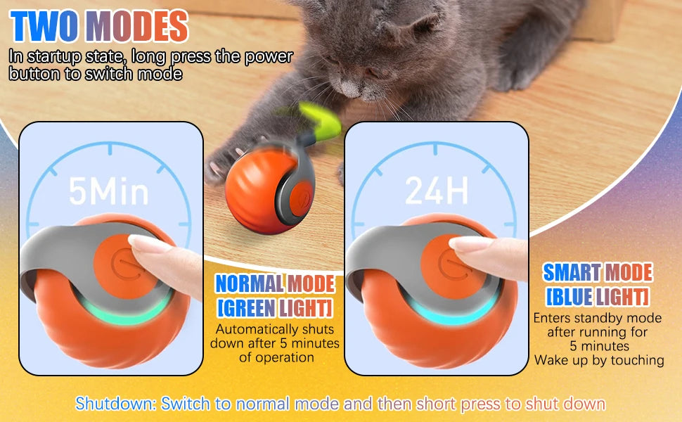 Interactive Electric Rolling Cat Ball Toy Rechargeable Fun - Smarsty