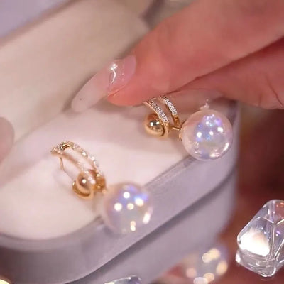 Pearl Long Earrings With Rhinestones For Wedding Fashion - Smarsty