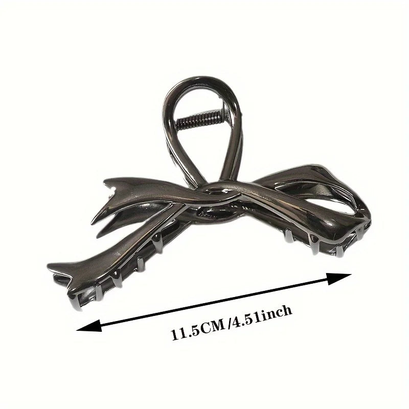 Vintage Ribbon Bow Metal Hair Claw Clips Strong Hold - Smarsty