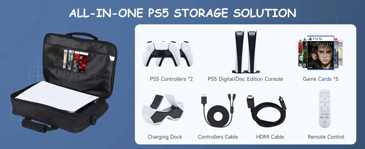 PS5 Travel Case with Efficient Storage and Protection - Smarsty