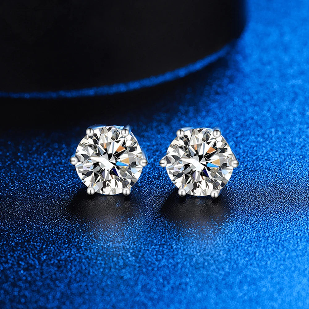 925 Sterling Silver Moissanite Stud Earrings GRA Certified - Smarsty