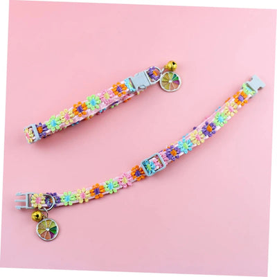Pet Collar With Bell Cartoon Footprint Colorful Dog Puppy Kitten Collar Adjustable Safety Bell Ring Necklace Pet Accessories - Smarsty