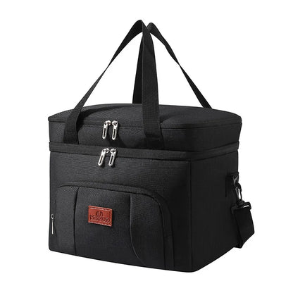 Double Layer Insulated Lunch Cooler Tote Shoulder Strap - Smarsty