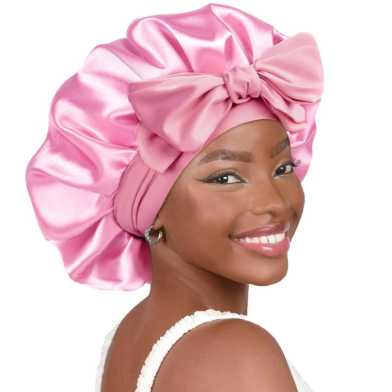 Adjustable Satin Sleeping Hat Elastic Tie For Hair Care - Smarsty