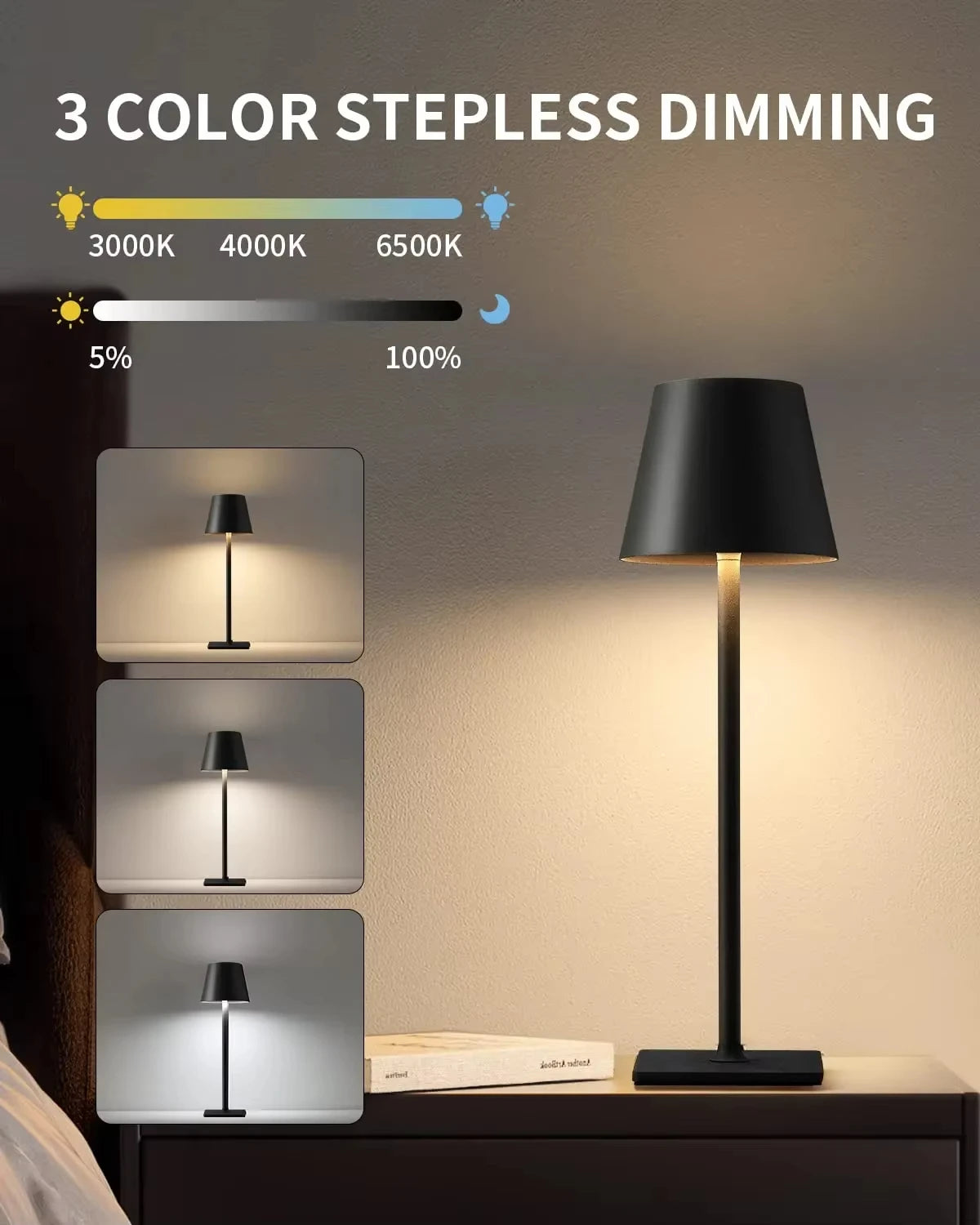 LED Touch Sensor Table Lamp 3 Color Desktop Night Light Bedside Creative Ambient Light Bar Outdoor Decoration Room Outdoor Decor - Smarsty