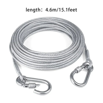 Double-Headed Dog Tie Out Cable Leash with Metal Buckle - Smarsty