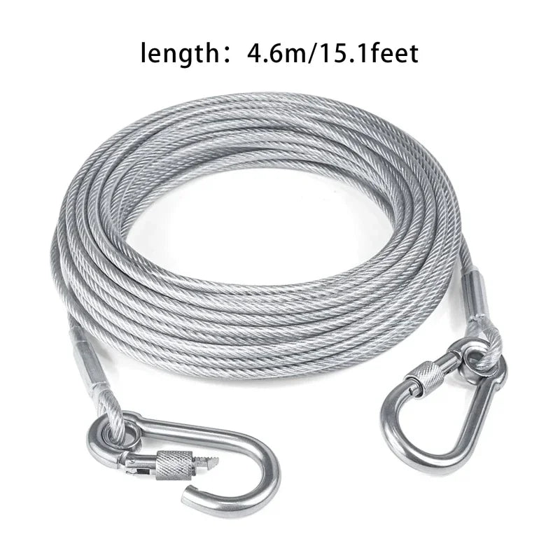 Double-Headed Dog Tie Out Cable Leash with Metal Buckle - Smarsty