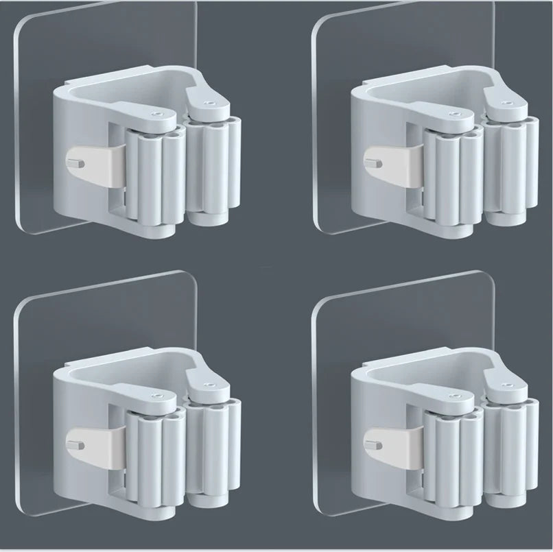 Mop Storage Storage Rack Bathroom Suction Hanging Pipe Traceless Mop Clip Broom Hanger Wall-Mounted Waterproof Mop Rack by Smarsty