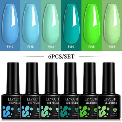 LILYCUTE 6 Pcs Gel Nail Polish Set Bright Pink Varnish - Smarsty
