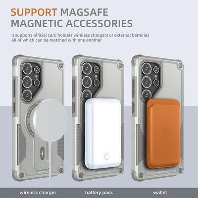 Magnetic Armor Case With Fold Stand And Wireless Charging - Smarsty