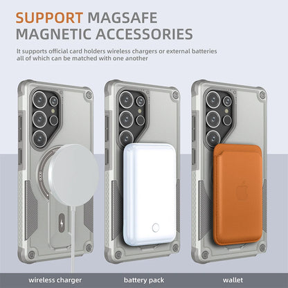 Magnetic Armor Case With Fold Stand And Wireless Charging - Smarsty
