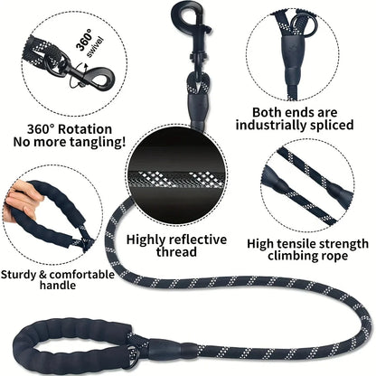 Reflective Dog Leash With Padded Handle For Safety - Smarsty