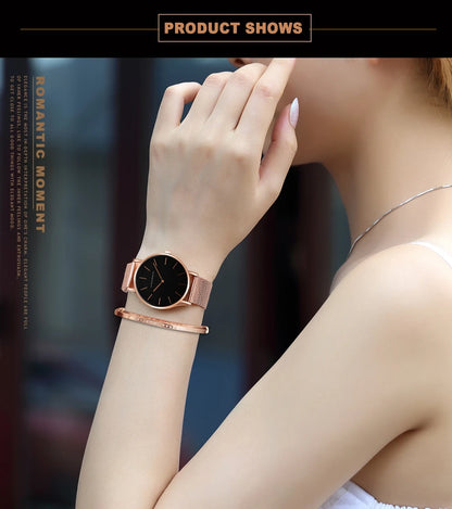Rose Gold Women's Bracelet Watch with Japan Quartz Movement - Smarsty