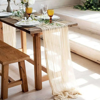 Sage Semi-Sheer Gauze Table Runner for Elegant Dining - Smarsty