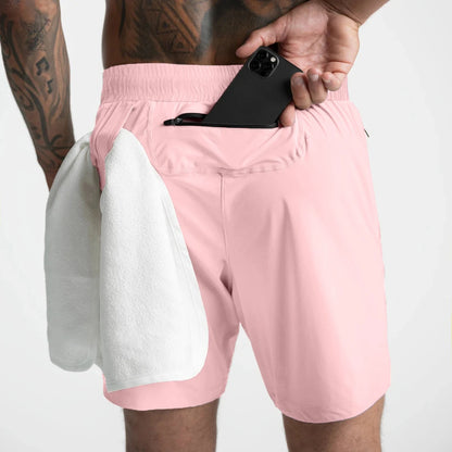 2024 New Men's Shorts Single-Layer Woven Quick Dry Solid Color Running Fitness Sports Casual American Fifth Pants Comfortable - Smarsty