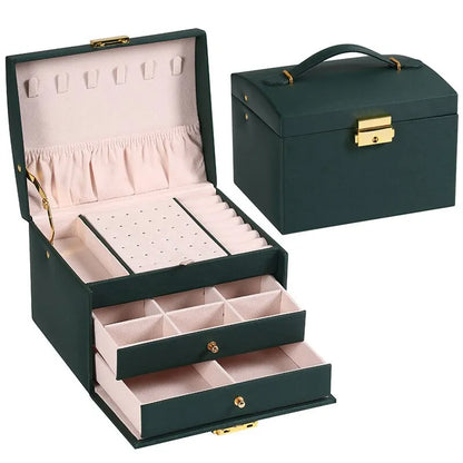 Multi Functional Three Layer Leather Jewelry Box - Smarsty