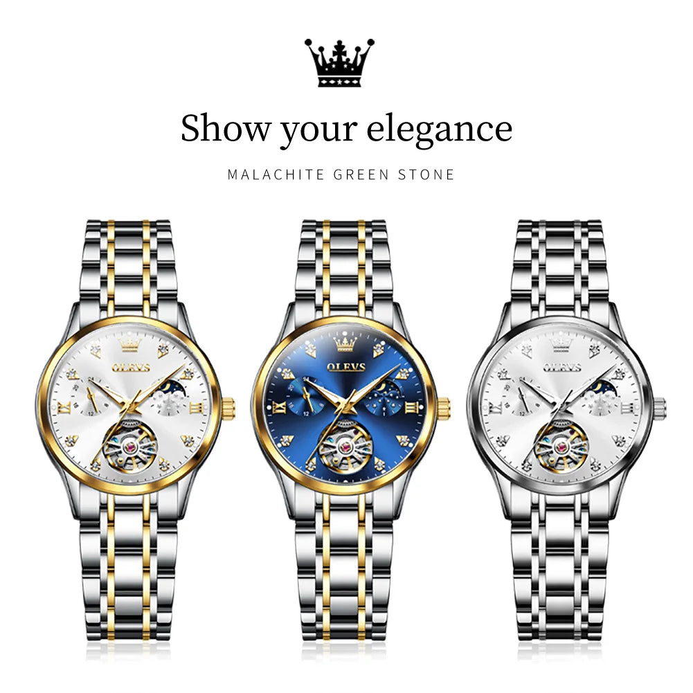 OLEVS Womens Automatic Mechanical Watch Waterproof Stainless Steel - Smarsty