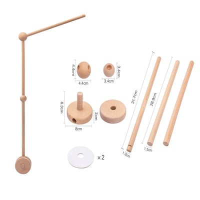 Wooden Crib Mobile Baby Bed Bell Rattle Toy Soft Felt Cartoon Bear Mobile Hanging Newborn Music Box Bed Bell Hanging Bracket Toy by Smarsty