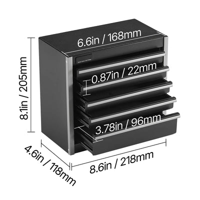 SucceBuy 5-Drawer 8.6in Metal Tool Box Red/Black Portable Small Tool Chest with PP Feet Pads for Garage Workshop Tools Storage - Smarsty
