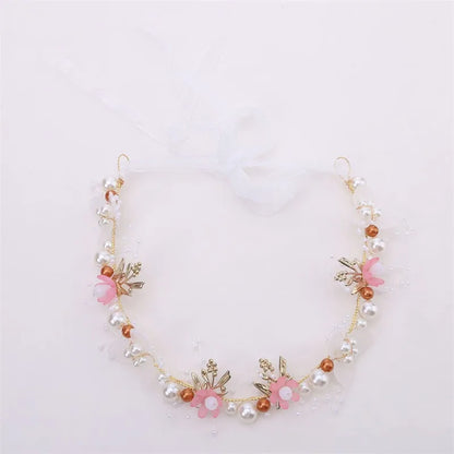 Bohemian Pearl Flower Headband For Girls Wedding Bridal - Smarsty
