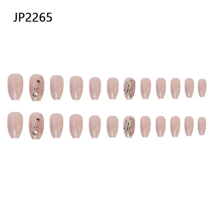 Long Coffin Nails with Glitter Diamond Finish - Smarsty