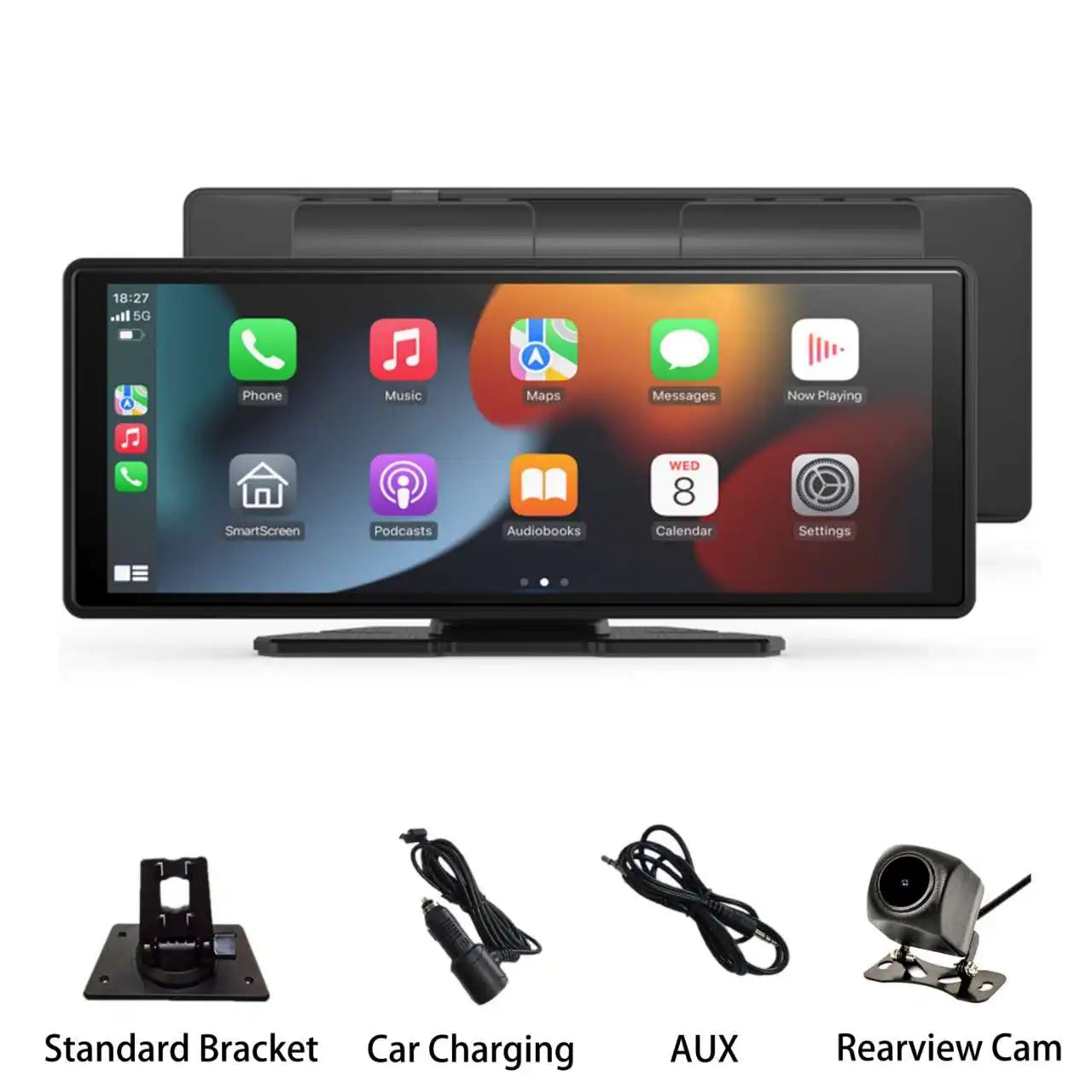 Portable Wireless Carplay Car Stereo, 10.26" inch HD Touchscreen for Car with CarPlay & Android Auto with Mirror Link/Backup Cam - Smarsty