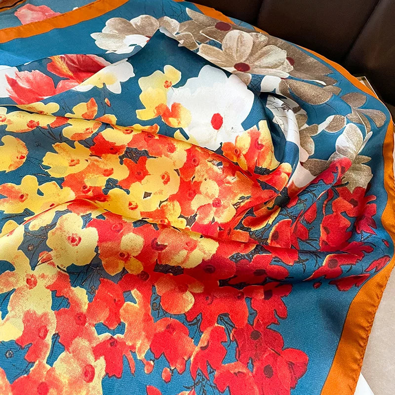 Satin Silk Square Scarf for Women Sun Protection - Smarsty